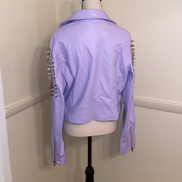 NWT Killstar Disharmony spiked leather jacket lilac purple 3XL RUNS SMALL - Picture 5 of 6